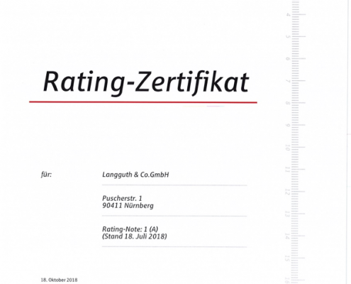 Rating-Zertifikat der Sparkasse Nürnberg